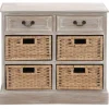 Kirkland's Home Whitewashed Cabinet With Rattan Baskets- Entryway Furniture
