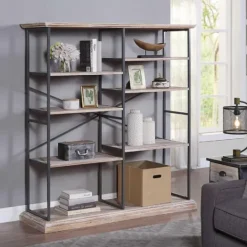 Kirkland's Home Whitewashed Etagere Industrial Bookshelf- Bookshelves