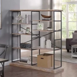 Kirkland's Home Whitewashed Etagere Industrial Bookshelf- Bookshelves