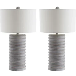 Kirkland's Home Whitewashed Gray Resin Ridges 2-Pc. Table Lamp Set- Table Lamps