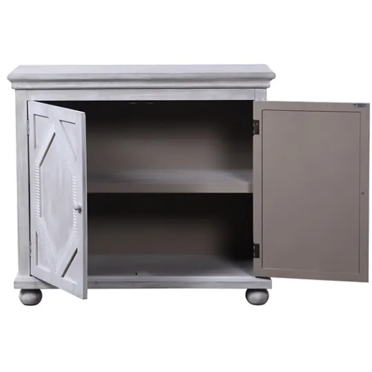 Kirkland's Home Whitewashed Gray Wood Hexagonal Door Cabinet- Cabinets & Sideboards