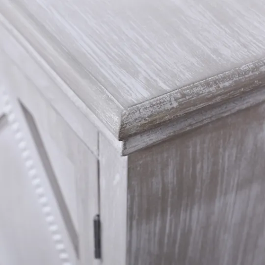 Kirkland's Home Whitewashed Gray Wood Hexagonal Door Cabinet- Cabinets & Sideboards