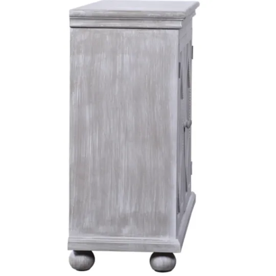 Kirkland's Home Whitewashed Gray Wood Hexagonal Door Cabinet- Cabinets & Sideboards