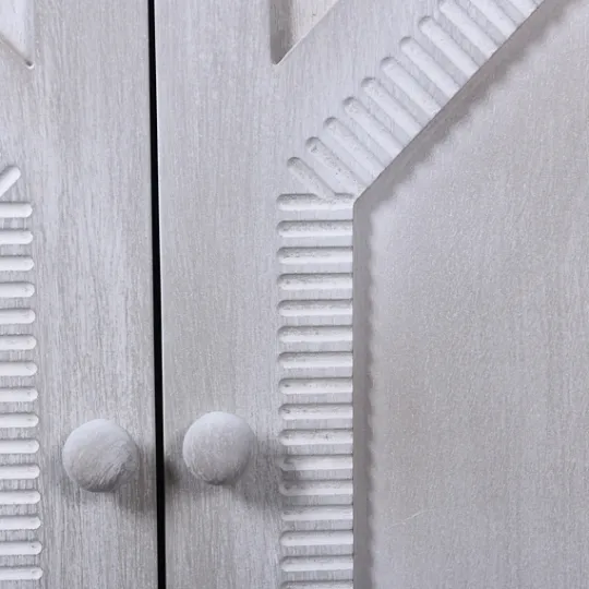 Kirkland's Home Whitewashed Gray Wood Hexagonal Door Cabinet- Cabinets & Sideboards