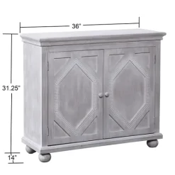 Kirkland's Home Whitewashed Gray Wood Hexagonal Door Cabinet- Cabinets & Sideboards