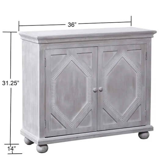 Kirkland's Home Whitewashed Gray Wood Hexagonal Door Cabinet- Cabinets & Sideboards