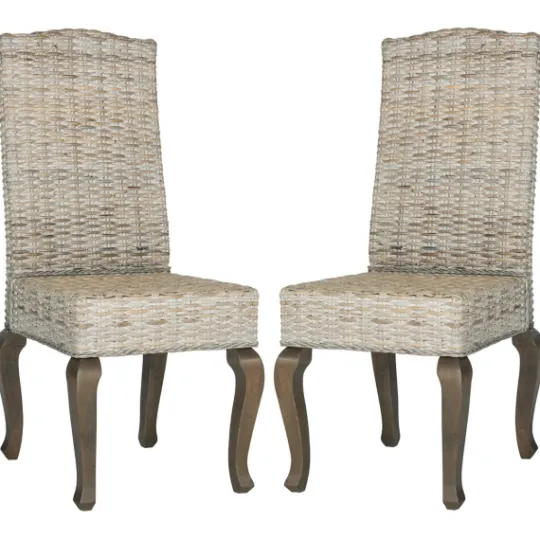 Kirkland's Home Whitewashed Kubu Rattan Dining Chairs, Set Of 2- Dining Chairs