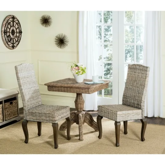Kirkland's Home Whitewashed Kubu Rattan Dining Chairs, Set Of 2- Dining Chairs