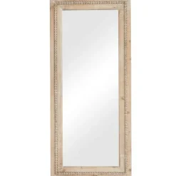 Kirkland's Home Whitewashed Natural Beaded Wood Wall Mirror- Decorative Mirrors