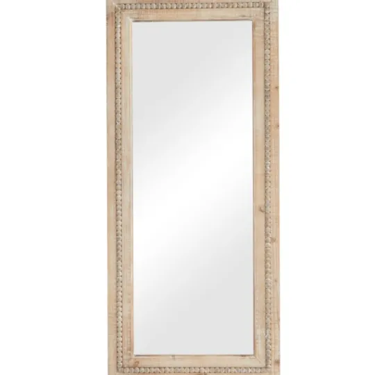 Kirkland's Home Whitewashed Natural Beaded Wood Wall Mirror- Decorative Mirrors