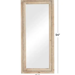 Kirkland's Home Whitewashed Natural Beaded Wood Wall Mirror- Decorative Mirrors