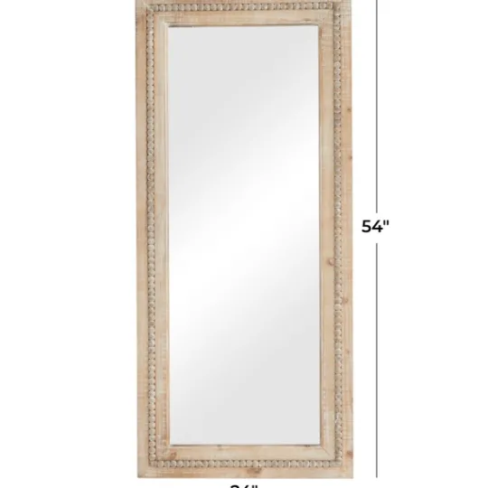 Kirkland's Home Whitewashed Natural Beaded Wood Wall Mirror- Decorative Mirrors
