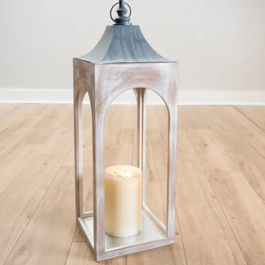 Kirkland's Home Whitewashed New Hampshire Lantern, 36 In.- Lanterns