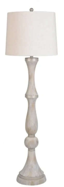 Kirkland's Home Whitewashed Silver Trim Floor Lamp- Floor Lamps