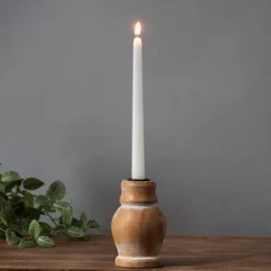 Kirkland's Home Whitewashed Wood Taper Candle Holder, 5 In.- Candle Holders