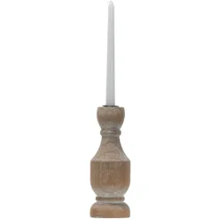 Kirkland's Home Whitewashed Wood Taper Candle Holder, 9 In.- Candle Holders