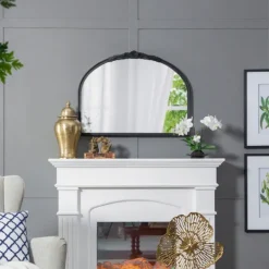 Kirkland's Home Wide Arch Black Floral Scroll Mirror- Decorative Mirrors