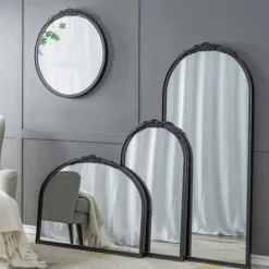 Kirkland's Home Wide Arch Black Floral Scroll Mirror- Decorative Mirrors
