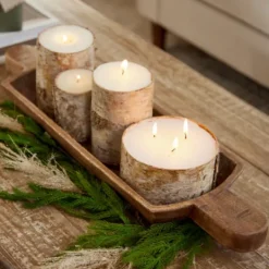 Kirkland's Home Wide Birch Bark Pillar Candle, 6 In.- Candles