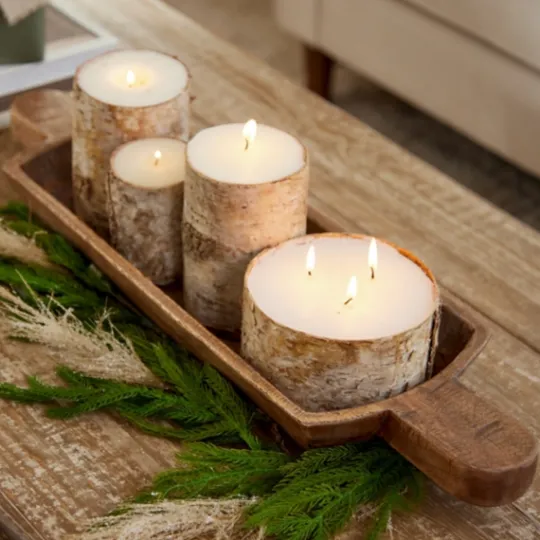 Kirkland's Home Wide Birch Bark Pillar Candle, 6 In.- Candles