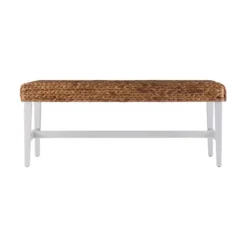 Kirkland's Home Wiley Woven Hyacinth Bench With White Base- Benches & Ottomans