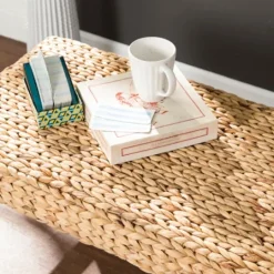 Kirkland's Home Wiley Woven Hyacinth Bench With White Base- Benches & Ottomans