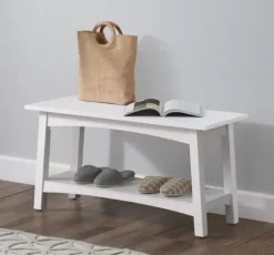 Kirkland's Home Willis Wooden Lower Shelf Bench- Benches & Ottomans