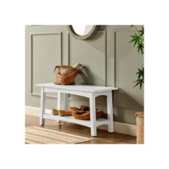 Kirkland's Home Willis Wooden Lower Shelf Bench- Benches & Ottomans