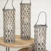 Kirkland's Home Willow Lanterns With Glass Pillars, Set Of 3- Lanterns