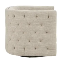 Kirkland's Home Wilson Tufted Cream Swivel Accent Chair- Accent Chairs