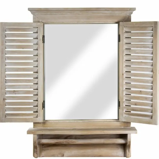 Kirkland's Home Window Shutter Mirror With Shelf And Towel Rod- Decorative Mirrors