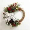 Kirkland's Home Windowpane Plaid Berry Bow Wreath- Wreaths