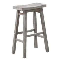 Kirkland's Home Wire Brushed Saddle Wood Bar Stool- Bar Stools & Counter Height Stools