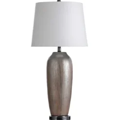 Kirkland's Home Wire-Brushed Silver And Brown Column Table Lamp- Table Lamps