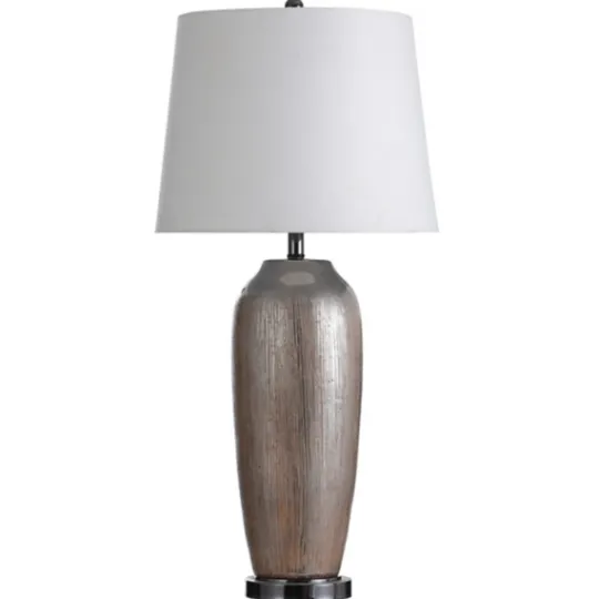 Kirkland's Home Wire-Brushed Silver And Brown Column Table Lamp- Table Lamps