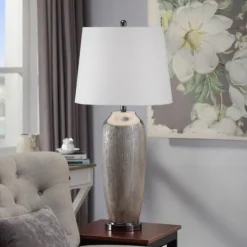 Kirkland's Home Wire-Brushed Silver And Brown Column Table Lamp- Table Lamps