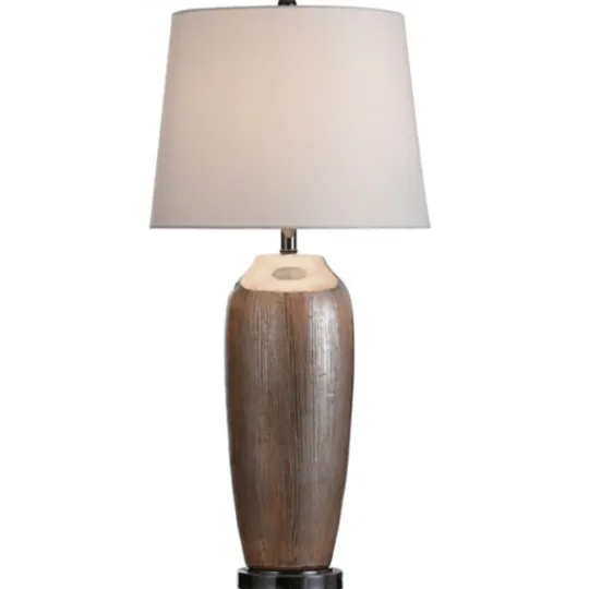Kirkland's Home Wire-Brushed Silver And Brown Column Table Lamp- Table Lamps