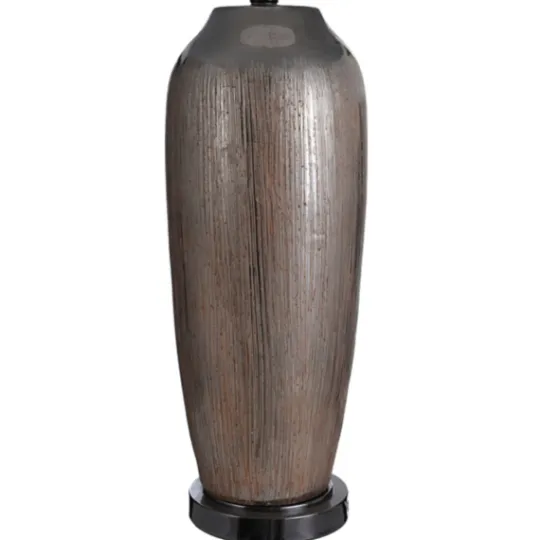 Kirkland's Home Wire-Brushed Silver And Brown Column Table Lamp- Table Lamps