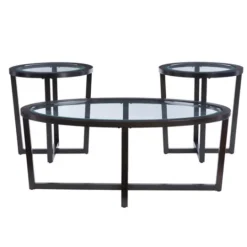 Kirkland's Home Wood & Glass Top 3-Pc. Table Set- Coffee Tables