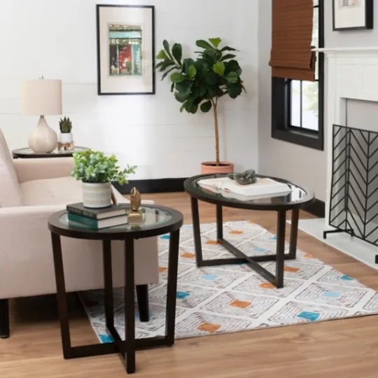 Kirkland's Home Wood & Glass Top 3-Pc. Table Set- Coffee Tables