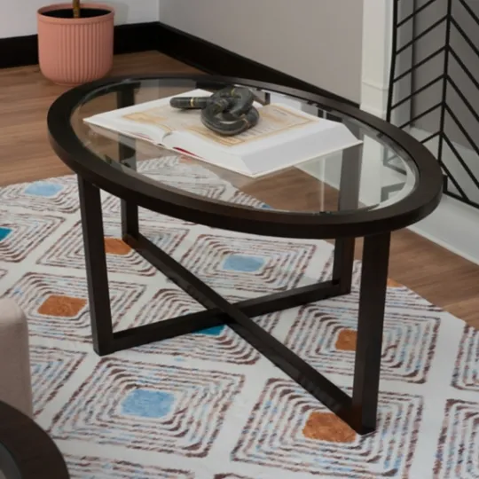 Kirkland's Home Wood & Glass Top 3-Pc. Table Set- Coffee Tables