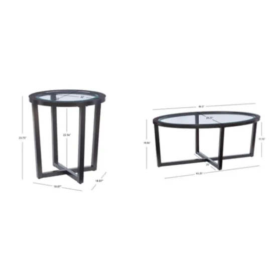Kirkland's Home Wood & Glass Top 3-Pc. Table Set- Coffee Tables