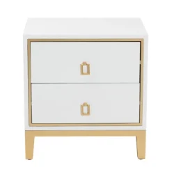 Kirkland's Home Wood & Gold Accent 2-Drawer Nightstand- Nightstands