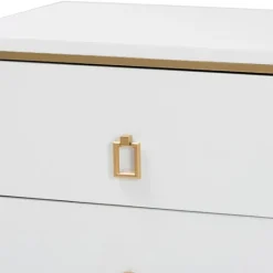 Kirkland's Home Wood & Gold Accent 2-Drawer Nightstand- Nightstands