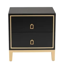 Kirkland's Home Wood & Gold Accent 2-Drawer Nightstand- Nightstands