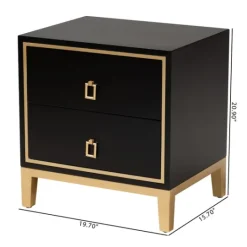 Kirkland's Home Wood & Gold Accent 2-Drawer Nightstand- Nightstands
