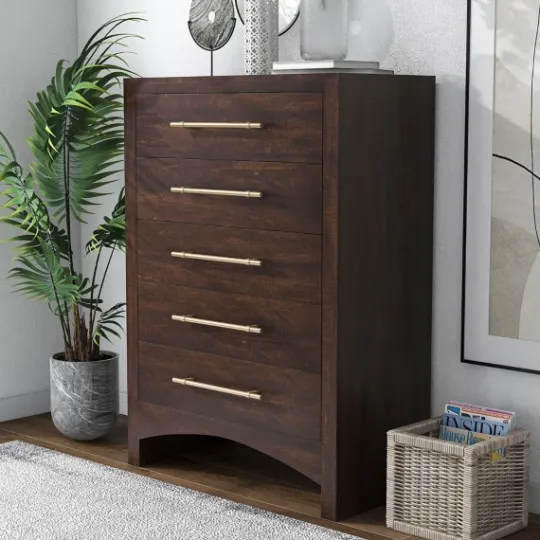 Kirkland's Home Wood & Gold Hardware 5-Drawer Chest- Dressers & Chests