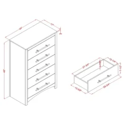 Kirkland's Home Wood & Gold Hardware 5-Drawer Chest- Dressers & Chests