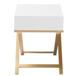 Kirkland's Home Wood & Gold X-Base Nightstand- Nightstands