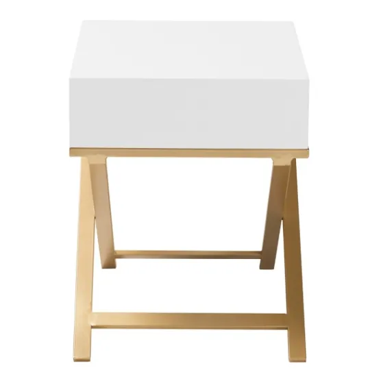 Kirkland's Home Wood & Gold X-Base Nightstand- Nightstands